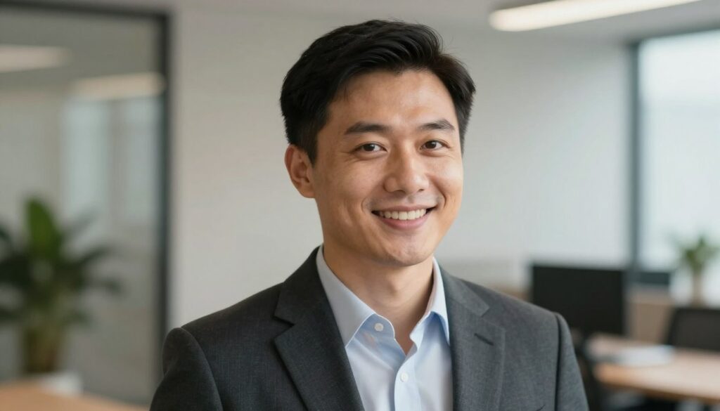 A professional headshot for a resume, depicting a confident individual in smart business attire. The person is slightly angled to the right, with a warm, approachable smile, reflecting professionalism and competence. The background is a softly blurred office environment with a neutral color palette, highlighting the subject. Soft, natural lighting illuminates the face, creating a flattering glow. The camera is positioned at eye level using a 50mm lens, emphasizing clarity and detail in the subject’s features. The atmosphere is warm and inviting, subtly suggesting professionalism while maintaining a friendly and approachable demeanor. No text or logos are present in the image. A professional headshot for a resume, depicting a confident individual in smart business attire. The person is slightly angled to the right, with a warm, approachable smile, reflecting professionalism and competence. The background is a softly blurred office environment with a neutral color palette, highlighting the subject. Soft, natural lighting illuminates the face, creating a flattering glow. The camera is positioned at eye level using a 50mm lens, emphasizing clarity and detail in the subject’s features. The atmosphere is warm and inviting, subtly suggesting professionalism while maintaining a friendly and approachable demeanor. No text or logos are present in the image.